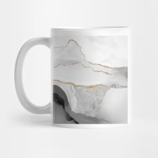 Watercolor Agate in Monochrome Faux Glitter Veins Mug